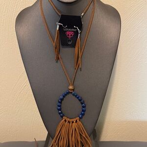 🍂Brown and Blue Tassel Beaded Necklace